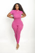 Cargo Backless Jumpsuit Pink